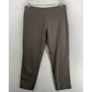 EILEEN FISHER Pants 14 Slim Cropped Trouser Stretch Silk Cotton Side Zip Gray